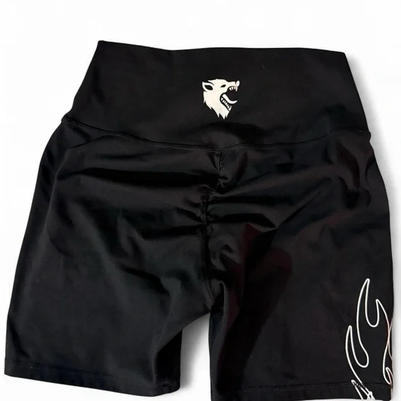 Authentic Kill Crew Women's Black Bike Shorts with White Flame Accents - Picture 3 of 3